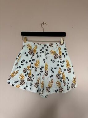 Jonathan Simkhai White Floral & Pineapple Printed High-Waist Shorts